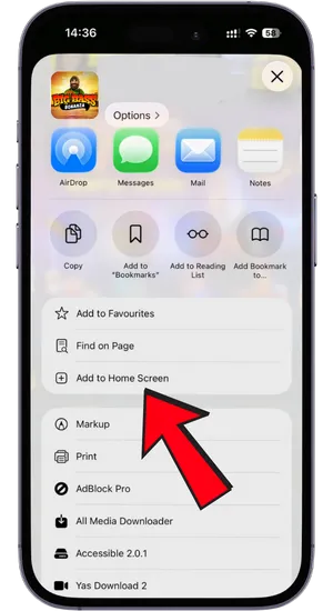 Tap share icon